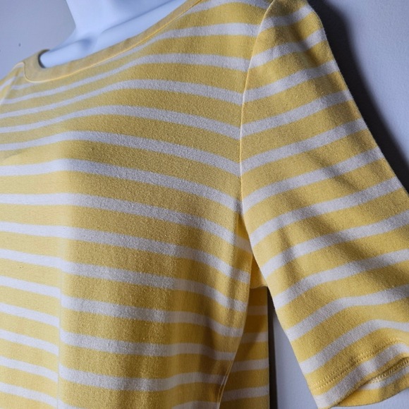 Talbots Tops - Talbots Stretch Weekend Tee Butter Yellow White Stripe Women's XL Preppy Classic